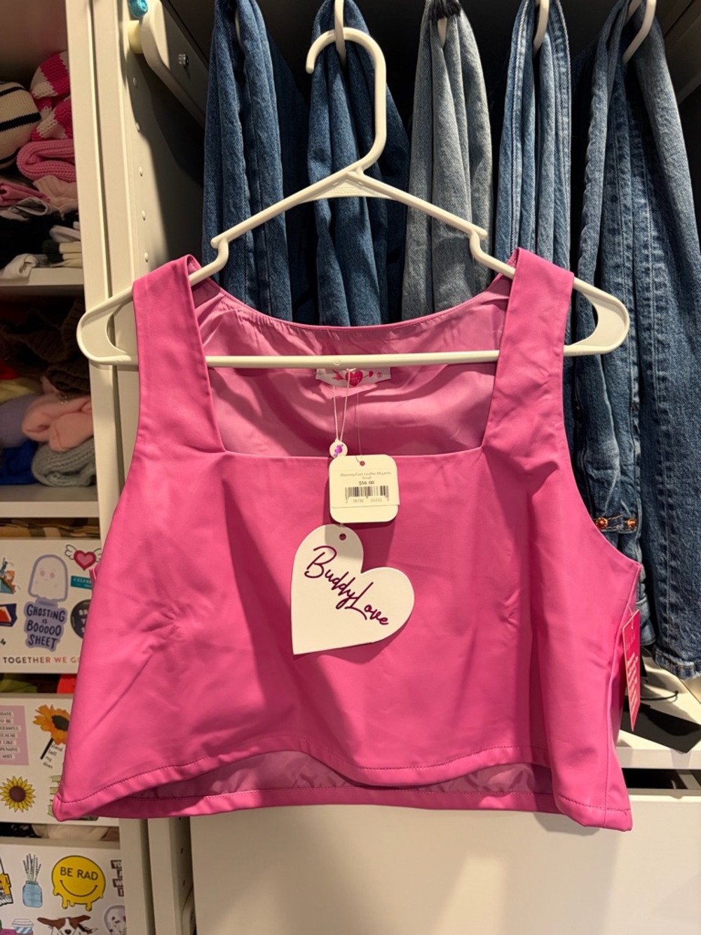 Buddy Love Magenta Faux Leather Crop Top
